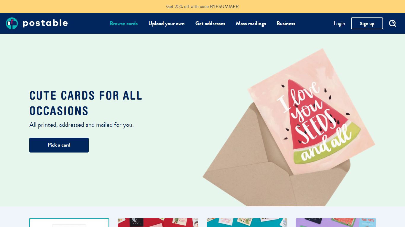 Real Cards Mailed For You | Postable